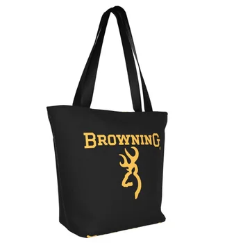 Сумка для покупок с логотипом Recycling Browning, женская холщовая сумка через плечо, портативные сумки для покупок в продуктовых магазинах Изображение 2