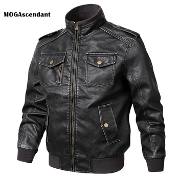 Мужская винтажная куртка из искусственной кожи, весенне-осенние мотоциклетные куртки из искусственной кожи, Мужская куртка с вышивкой с несколькими карманами, M-5XL