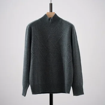 Новая осенне-зимняя мужская водолазка с утолщенным воротником из 100% кашемира, простой повседневный свитер
