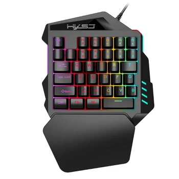Игровая клавиатура со светящейся подсветкой RGB одной рукой RGB с мышью для ПК Изображение 2