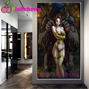 Демон и девушка Алмазная живопись, 3D картина своими руками, полная, квадратная, круглая алмазная вышивка мозаика Украшение в готической тематике k572
