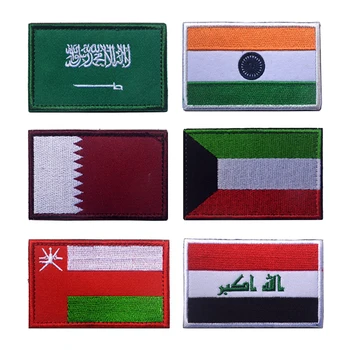 Нашивка с флагом Индии, Омана, Катара, Ирака, Саудовской Аравии, Наклейки с вышивкой, Нарукавная повязка для одежды 