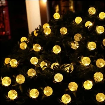 Хрустальный шар 5 М с 20 светодиодами, работающий на солнечных батареях, самый популярный глобус, сказочные огни для наружного украшения дома, сада, Рождества, улицы.