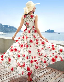 Шифоновая ткань с цветочным принтом, модная полиэфирная ткань для платья, по метру 3D Изображение 2