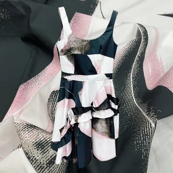 Высококачественная новая акварельная тушь, модная ткань с принтом из чистого хлопка, женское платье, поплин, ткани с художественным рисунком, материал 