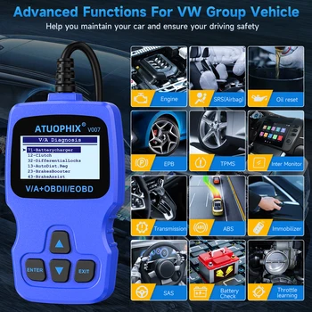 Autophix V007 OBD2 Профессиональный автомобильный сканер Инструмент диагностики всех систем автомобиля для VAG-считывателя кодов ABS SRS EPB Диагностика масла Изображение 2