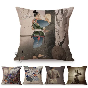 Традиционное Японское искусство, легенда о Воине-Ронине, принт, украшение для дома, автомобильный диван, наволочка, квадратный чехол для подушки, аксессуары