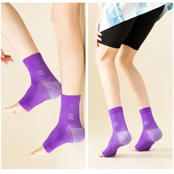 Компрессионные носки от невропатии, 3 пары компрессионных носков без пальцев Для женщин, Дышащие облегчающие носки для бега, Успокаивающие Спортивные носки Изображение 2
