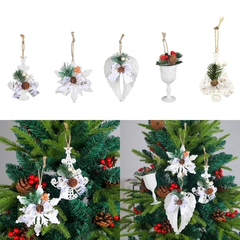 X6HD Рождественская елка, сосновая шишка, красные ягоды, Подвесной орнамент, Рождественские украшения для домашней вечеринки, подарок на Новый год 2023 г. Изображение 2