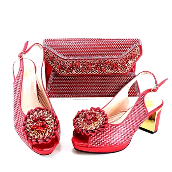 Doershow Последний итальянский дизайн, модный стиль, женская обувь с набором сумок в тон 2023, Нигерийская обувь и набор сумок HRT1-11 Изображение 2