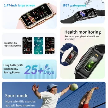 Фитнес-браслет H80 Intelligent Band Pro, смарт-часы, мужской спортивный трекер, 1,47-дюймовые водонепроницаемые мужские умные часы с полным сенсорным управлением IP67 Изображение 2
