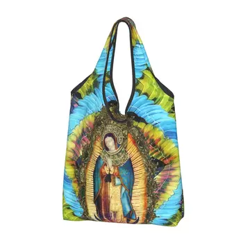 Богоматерь Гваделупская Мексиканская Многоразовая Сумка Для Покупок 50 ФУНТОВ Грузоподъемности Virgin Mary Mexico Eco Bag Экологически Чистая Прочная