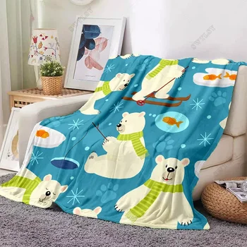 Одеяло с рисунком мультяшного медведя, фланелевое теплое мягкое плюшевое одеяло для дивана-кровати, плюшевые одеяла, детское, офисное одеяло, Одеяло на заказ в подарок Изображение 2