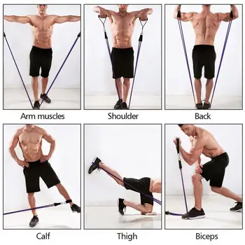 Эспандеры 11 шт., силовые бандажи для мужчин и женщин, эластичные бандажи, тренажеры для тренировок Изображение 2