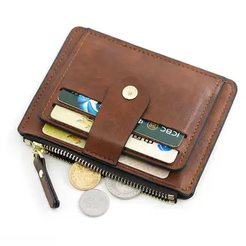 Роскошный Маленький мужской кошелек для кредитных удостоверений личности, мужской тонкий кожаный кошелек с карманом для монет, Брендовый Дизайнерский кошелек для мужчин и женщин