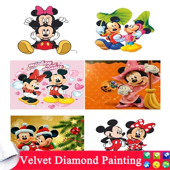 Disney 5D Алмазная живопись Мультфильм Микки и Минни Влюбленная пара Алмазная вышивка крестиком Полная мозаика для домашнего декора искусство