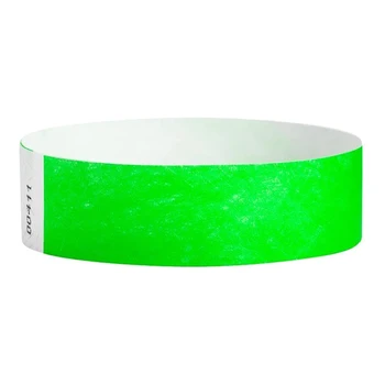 Бумажные браслеты 500 шт, неоновые браслеты для мероприятий, цветные браслеты, водонепроницаемые бумажные клубные нарукавники (зеленые)