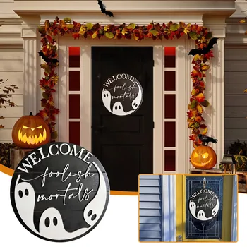 3D Знак приветствия ужасов для входной двери Украшение Венком на Хэллоуин Праздничная Дверная табличка Венок Домашний декор Круг Дверной проем