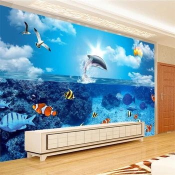 Обои wellyu на заказ 3D Стерео фреска подводный мир Дельфин рыба ТВ Настенная декоративная роспись обои papel de parede обои