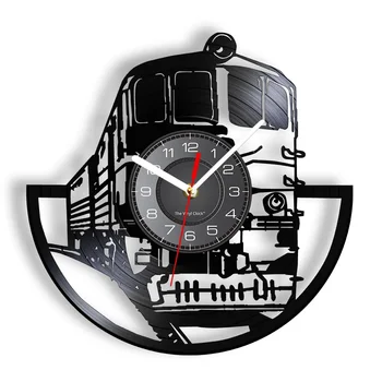 Локомотив, лазерная резка, настенные часы с длинным воспроизведением, движущийся поезд, граммофон, настенные часы с виниловой пластинкой-настенный декор для станций