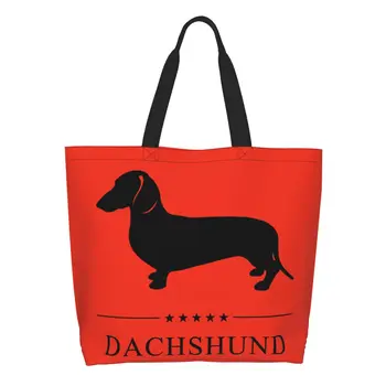 Сумка для покупок с продуктами Dachshund, Холщовая сумка для покупок, сумки через плечо, переносная сумка для собак, сосиски, Сосиски