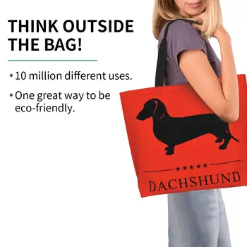Сумка для покупок с продуктами Dachshund, Холщовая сумка для покупок, сумки через плечо, переносная сумка для собак, сосиски, Сосиски Изображение 2