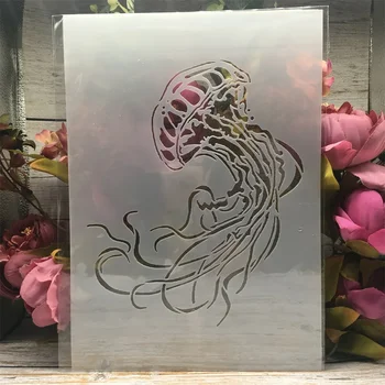 Многослойные трафареты в виде медузы формата А4 29 см, Настенная живопись, раскраска для вырезок, Тиснение, альбом, декоративный шаблон