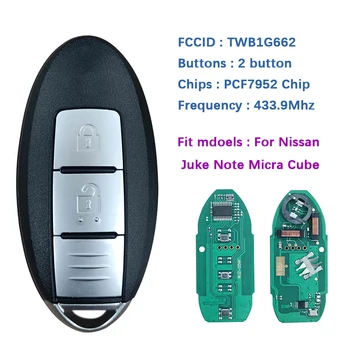 CN027035 Вторичный Рынок 2-Кнопочный Смарт-Ключ Для Музыкального Автомата Note Micra Cube Remote Fob Control FCCID TWB1G662 433,9 МГц PCF7952 Чип
