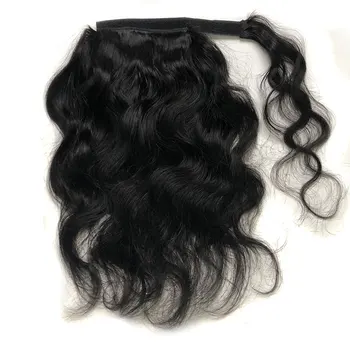 Newmi Объемная волна, наращивание волос в хвост, натуральные волосы, обернутые вокруг волнистых наращенных волос в хвост для женщин, натуральные черные шиньоны Изображение 2