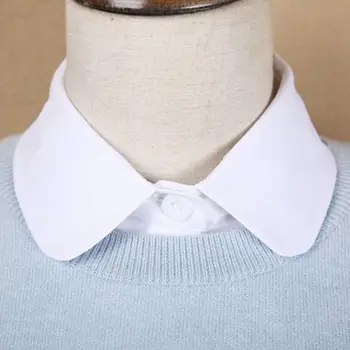 Женская рубашка для взрослых со съемным регулируемым отворотом, искусственный воротник, модный однотонный фальшивый челнок Изображение 2