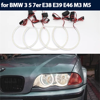 Световые Кольца Halo DRL smd LED Angel Eyes Kit Для BMW 3 5 7 Серии E46 E39 E36 E38 Дооснащение Автомобильных Фар 131 мм 146 мм