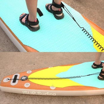 Поводок для гребной доски F1FD, толстый ремешок для ног, спиральная пружина, веревочный поводок для серфинга
