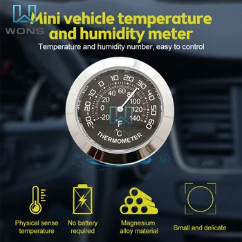 Мини-термометр Механический без батареи, аналоговый 37-миллиметровый автомобильный датчик температуры с двусторонней наклейкой, маленький регулятор температуры Изображение 2